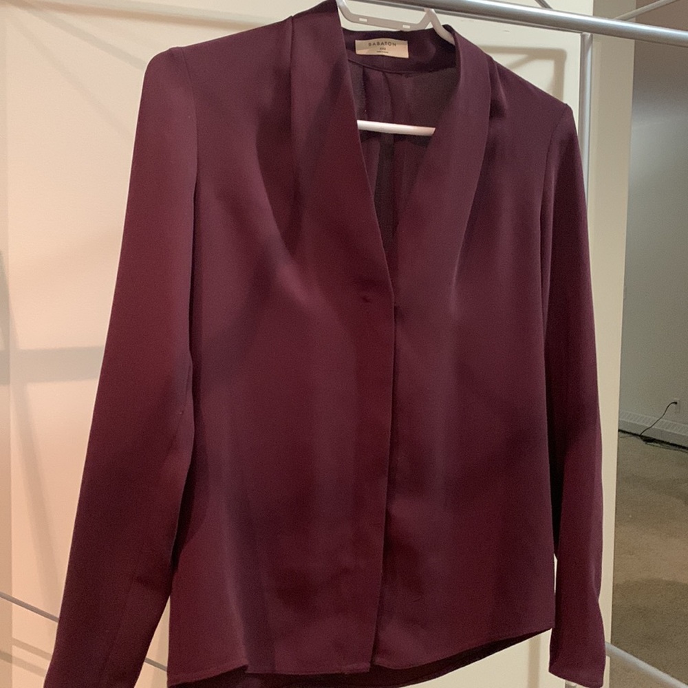 Deep plum/purple button up Babaton blouse